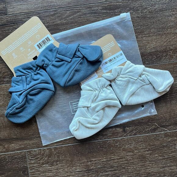 NWT Goumi Kids Baby Boots Set Storm Gray Midnight SZ 6-12 mo Blue Bamboo Booties - Picture 2 of 2